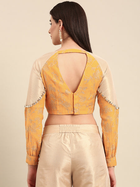 Yellow Gold Kota Chanderi Silk Blouse - ASBL0107