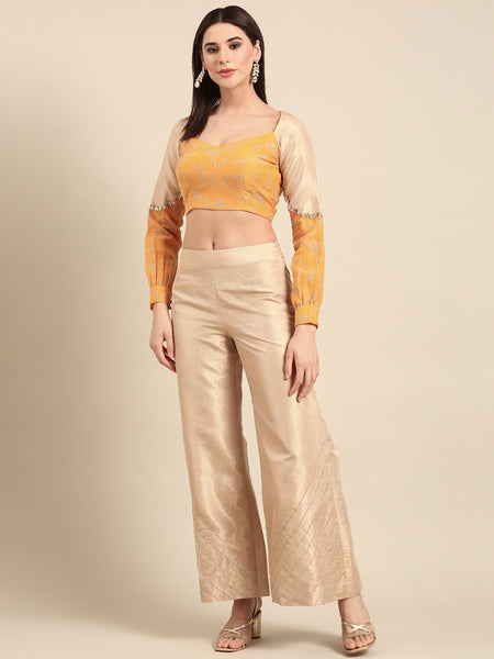 Yellow Gold Kota Chanderi Silk Blouse - ASBL0107