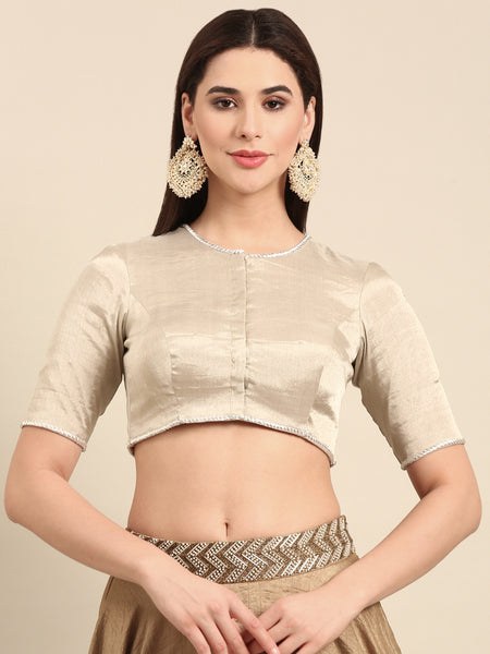 Silver Gold Tissue Silk Blouse - ASBL0109