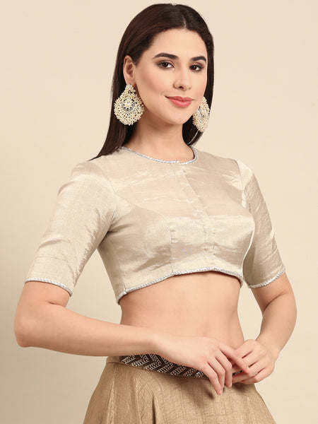 Silver Gold Tissue Silk Blouse - ASBL0109