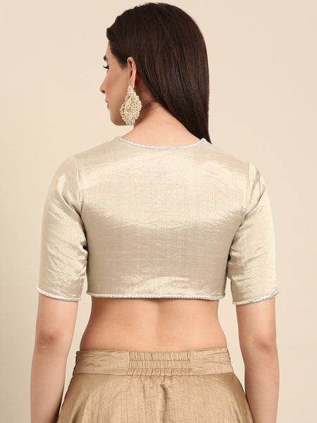 Silver Gold Tissue Silk Blouse - ASBL0109