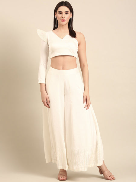 White Slub Silk Blouse - ASBL0111