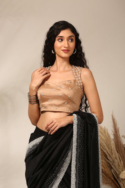 Cream Gold Slub Silk Blouse  - ASBL0112