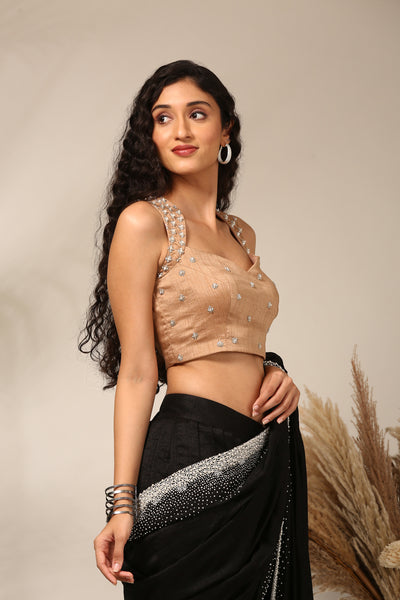 Cream Gold Slub Silk Blouse  - ASBL0112