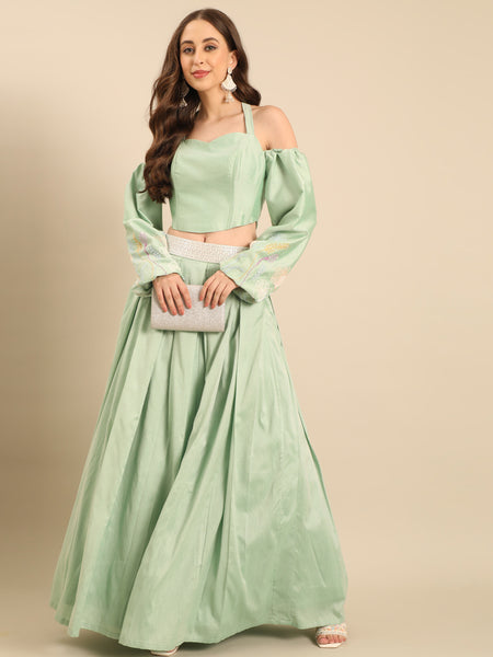 Green Silk Cotton Blouse  -  ASBL0117