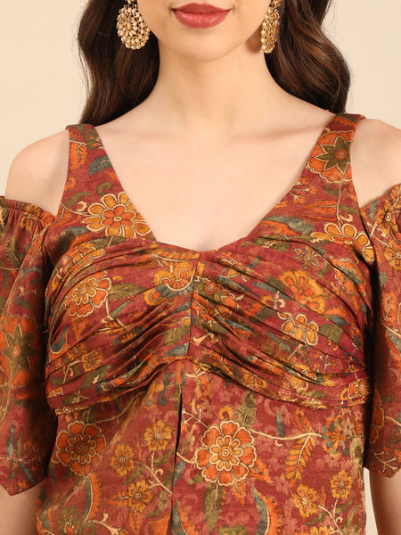 Brown Chanderi Blouse   -  ASBL0118