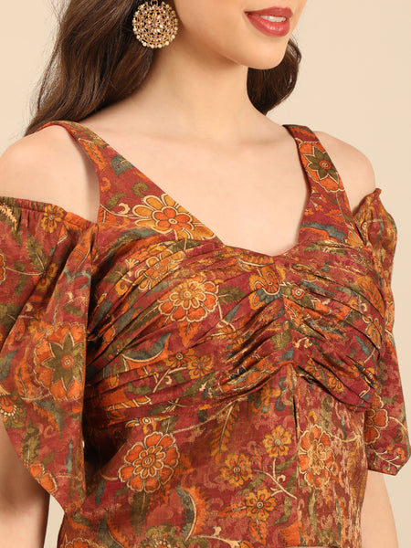 Brown Chanderi Blouse   -  ASBL0118