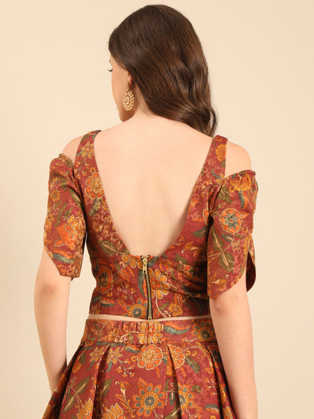 Brown Chanderi Blouse   -  ASBL0118