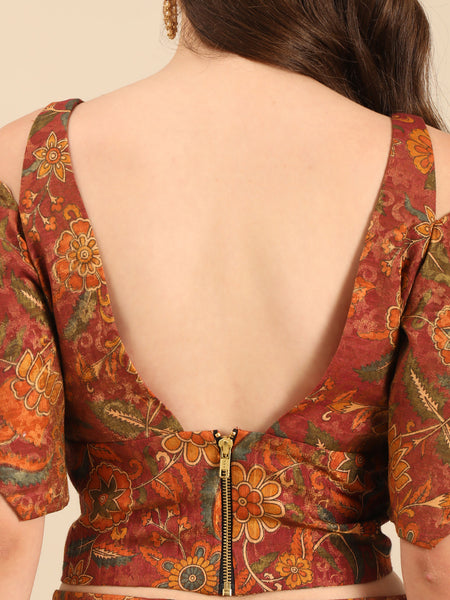 Brown Chanderi Blouse   -  ASBL0118