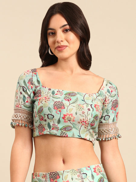 Blue Muslin Print Blouse - ASBL099