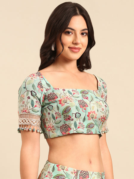 Blue Muslin Print Blouse - ASBL099