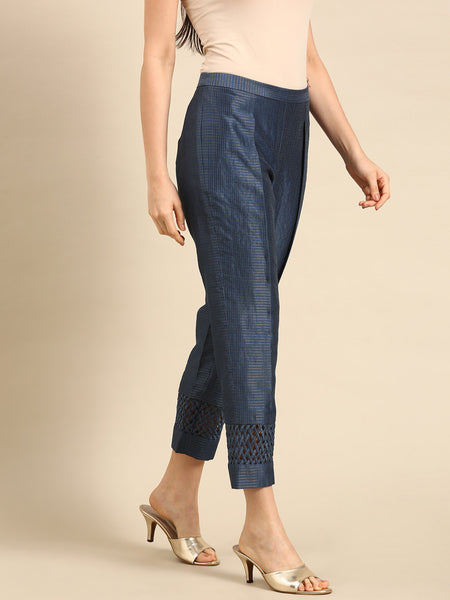 Blue Chanderi Kota Co-ord Set - ASCRSET017