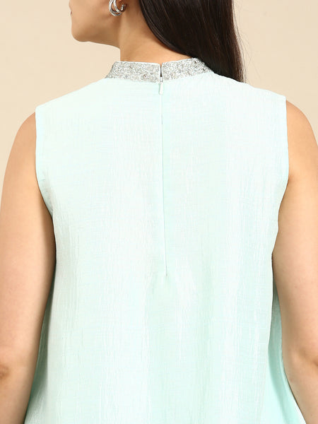 Aqua Blue Silk Co-ord Set - ASCRSET018