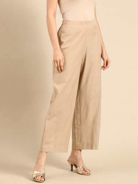 Beige Cotton Embroidered Co-ord Set - ASCRSET019