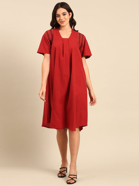 Red Malai Cotton Cord Set - ASCRSET025