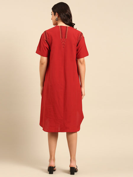 Red Malai Cotton Cord Set - ASCRSET025