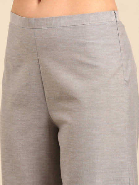 Silver Grey Malai Cotton Cord Set - ASCRSET026
