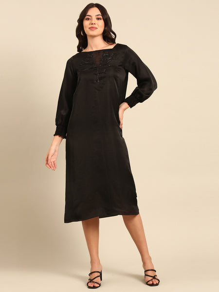 Black Silk Organza Cord Set - ASCRSET027