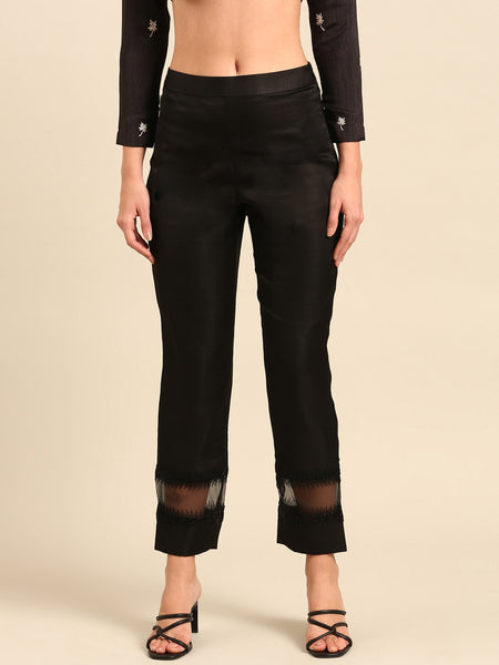 Black Silk Organza Cord Set - ASCRSET027