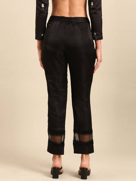 Black Silk Organza Cord Set - ASCRSET027