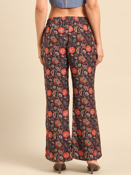 Brown Black Print Muslin Cord Set - ASCRSET028