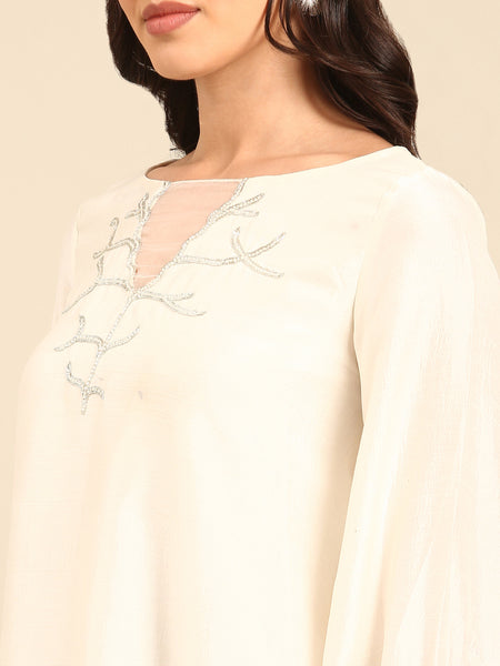 Ivory Silk Organza Cord Set - ASCRSET029