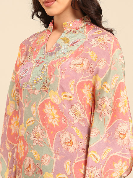 Peach Pink Muslin Cord Set - ASCRSET030