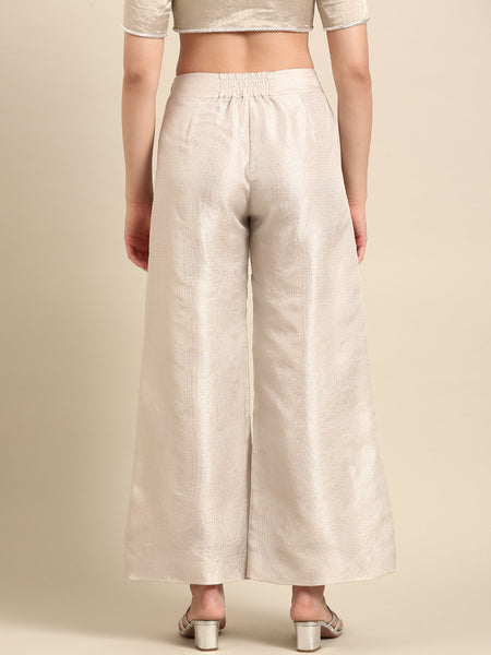 Silver White Kota Chanderi Cotton Cord Set - ASCRSET042