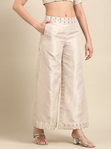 Silver Ivory Chanderi Kota Cord Set - ASCRSET043