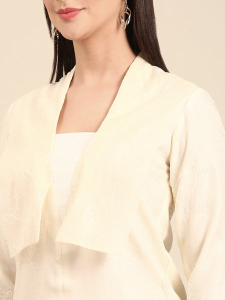 Silver Ivory Chanderi Kota Cord Set - ASCRSET043