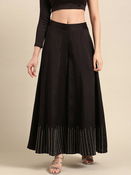 Black Slub Silk Cord Set - ASCRSET046