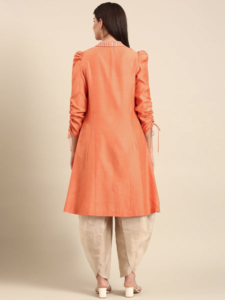 Orange Gold Kota Chanderi Cord Set - ASCRSET049