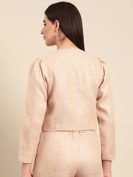 Pink Linen Jacquard Cord Set - ASCRSET050