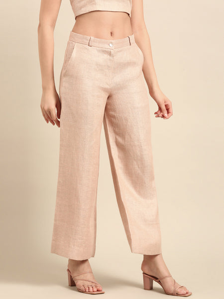 Pink Linen Jacquard Cord Set - ASCRSET050