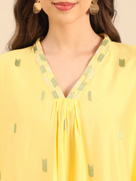 Yellow Silk Cotton Cord Set  - ASCRSET054