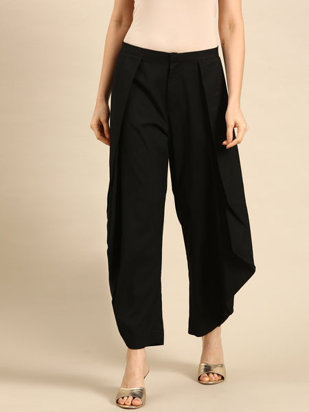 Black Silk Cotton Dhoti Pant - ASDP033