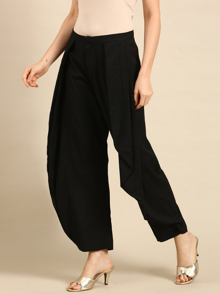 Black Silk Cotton Dhoti Pant - ASDP033