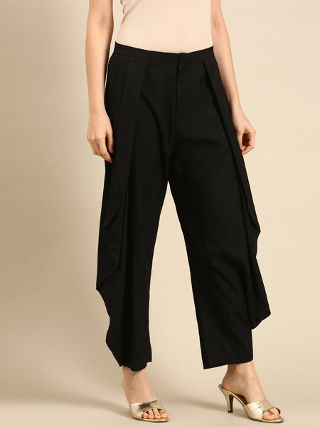 Black Silk Cotton Dhoti Pant - ASDP033