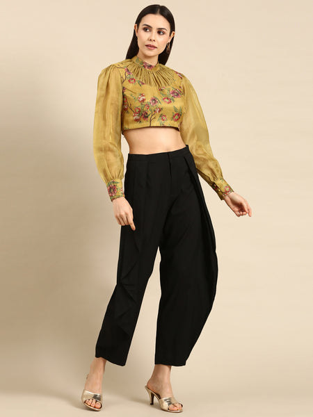 Black Silk Cotton Dhoti Pant - ASDP033