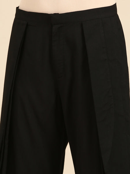 Black Silk Cotton Dhoti Pant - ASDP033