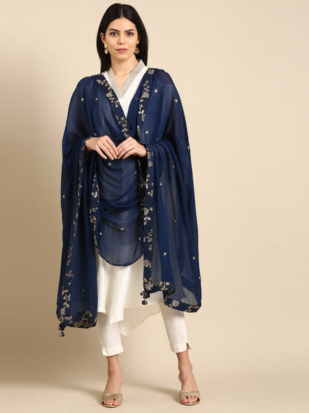 Blue Chiffon Dupatta - ASDPT002