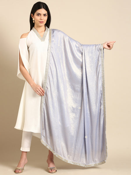 Blue Poly Foil Dupatta - ASDPT004