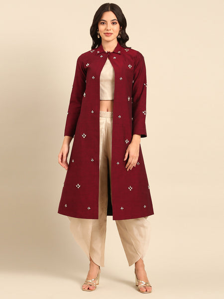 Maroon Malai Cotton Jacket - ASJ067