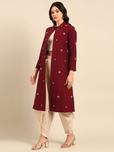 Maroon Malai Cotton Jacket - ASJ067