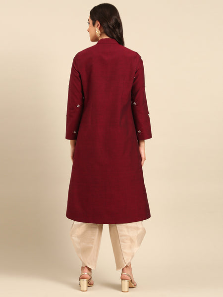 Maroon Malai Cotton Jacket - ASJ067