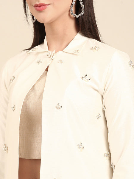 Ivory Slub Silk Jacket - ASJ068