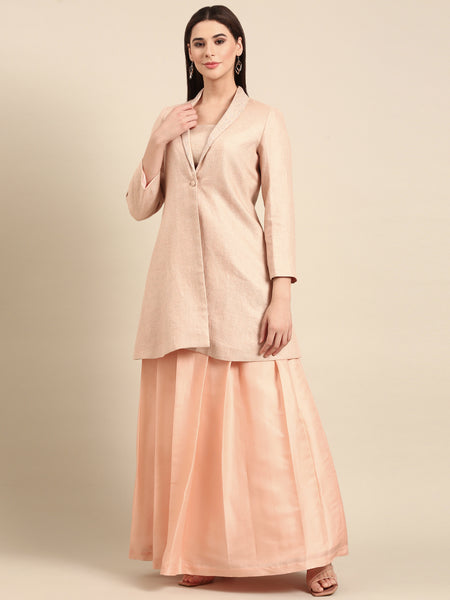 Peach Linen Jacquard Jacket - ASJ070