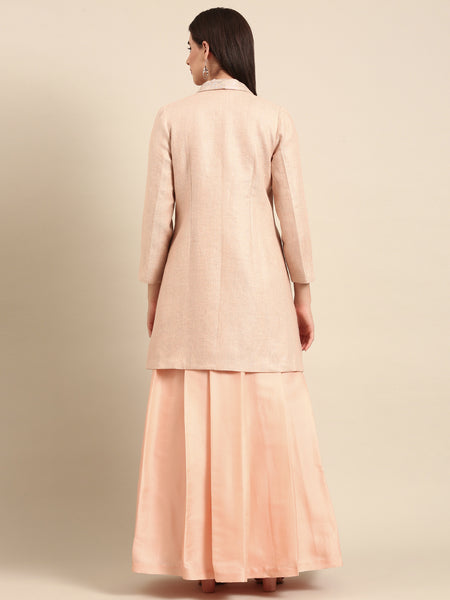 Peach Linen Jacquard Jacket - ASJ070