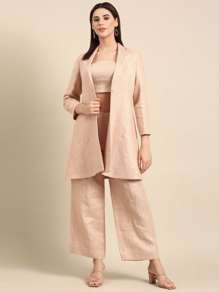 Peach Linen Jacquard Jacket - ASJ070