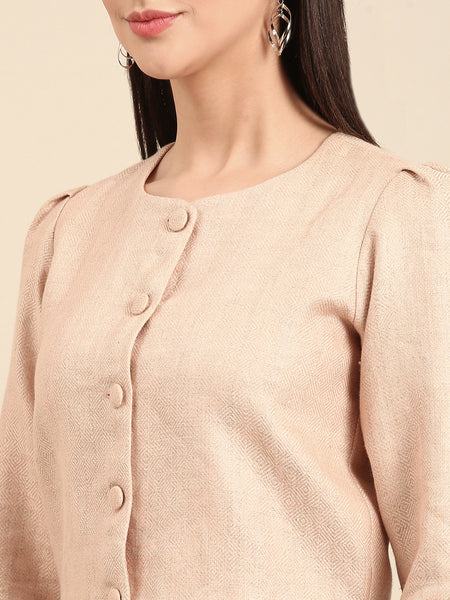 Peach Linen Jacquard Jacket - ASJ069
